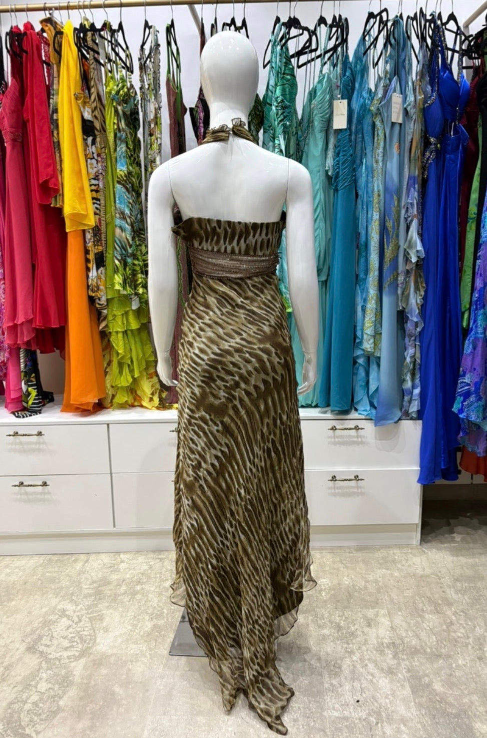 The Bronze Mirage Halter vintage  Dress back