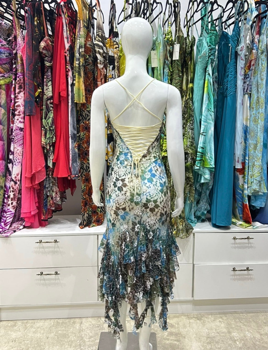 The Crystal Cascade Vintage Dress corset back