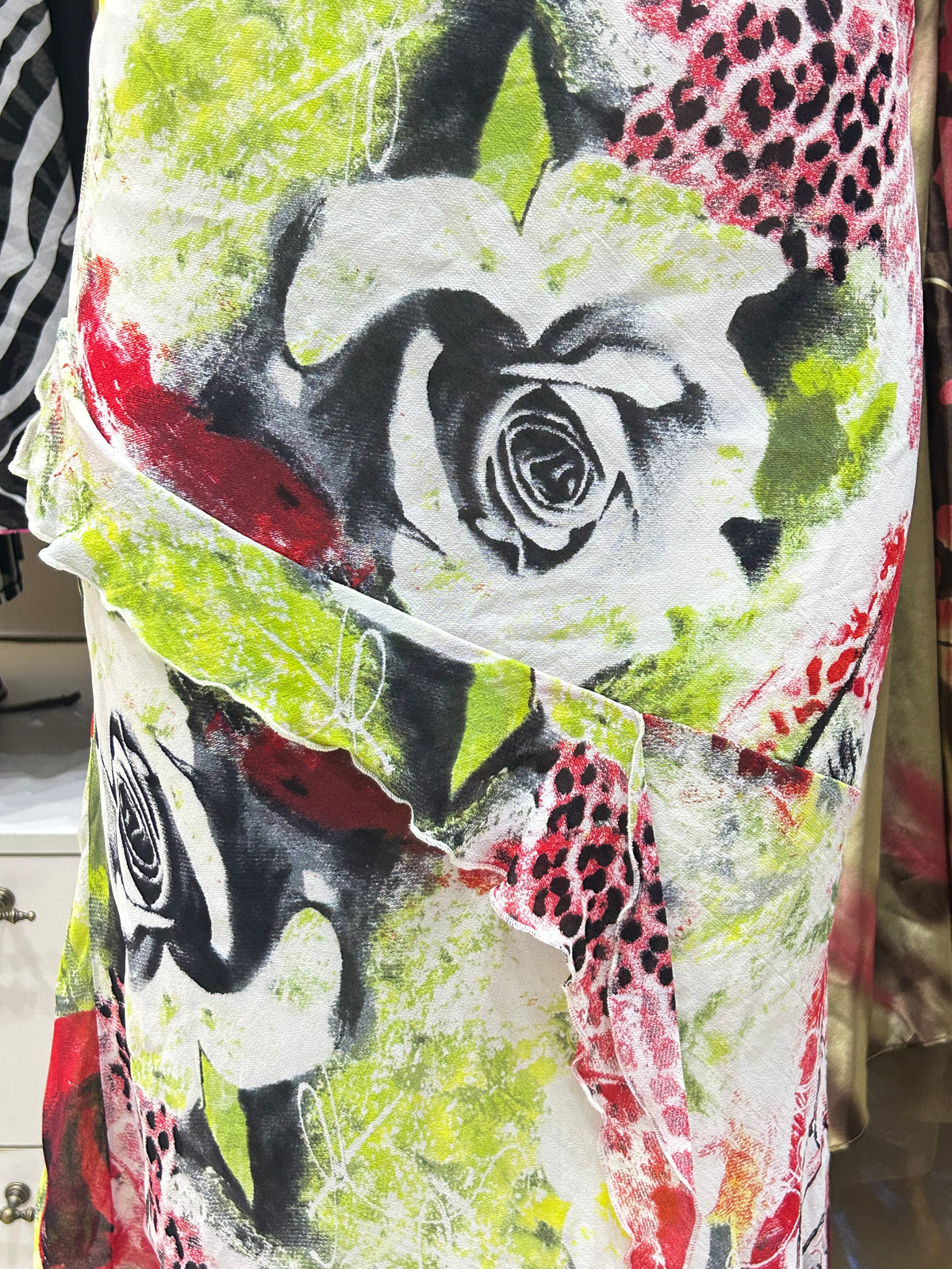 Painted Rose Asymmetric Skirt