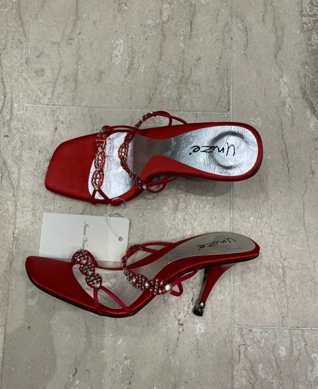 The Crimson Beaded Mule Heels