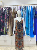 Tiger Stripe & Floral Embellished Maxi Dress
