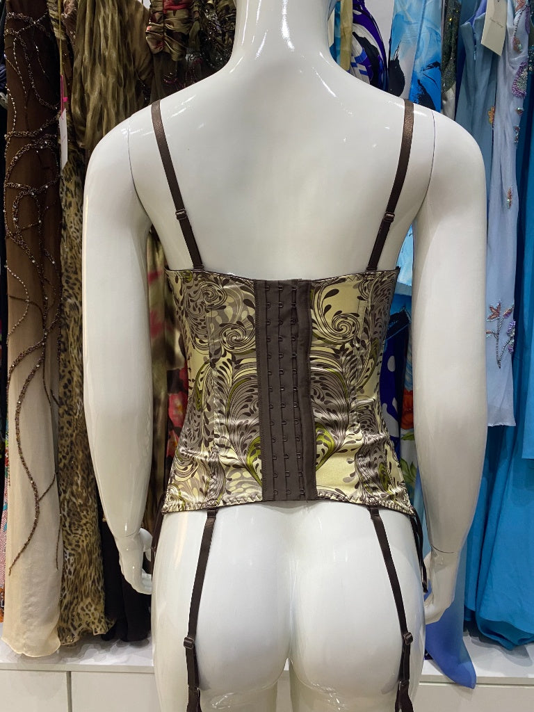 Vintage Baroque Satin Lace-Trim Corset