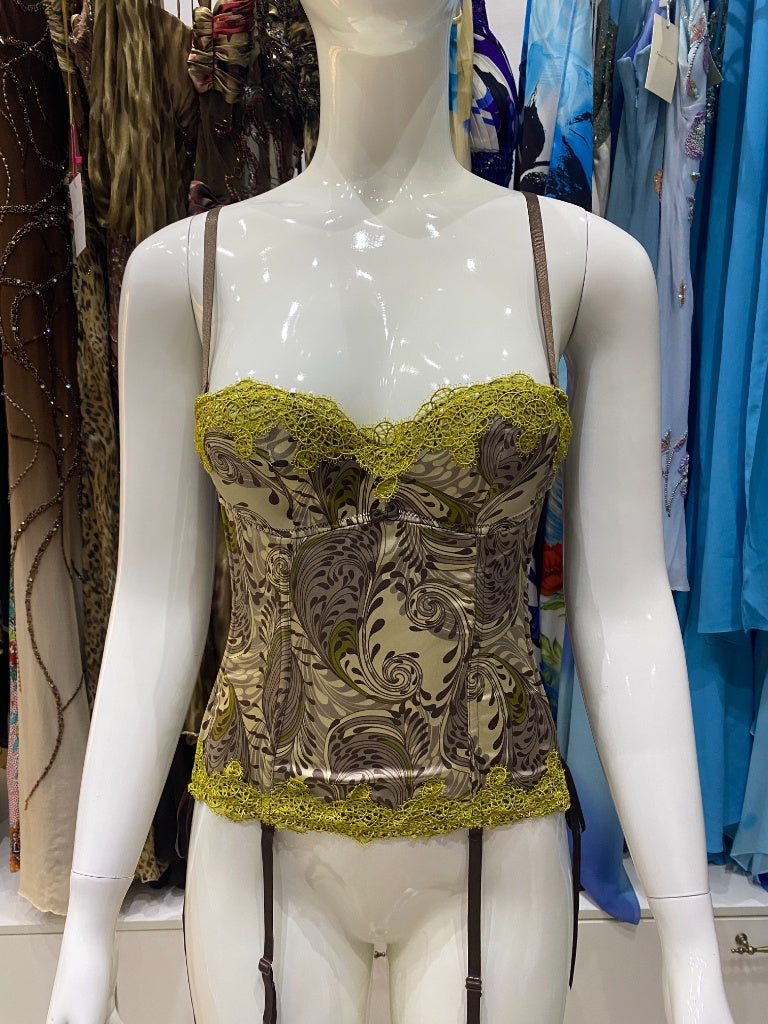 Vintage Baroque Satin Lace-Trim Corset