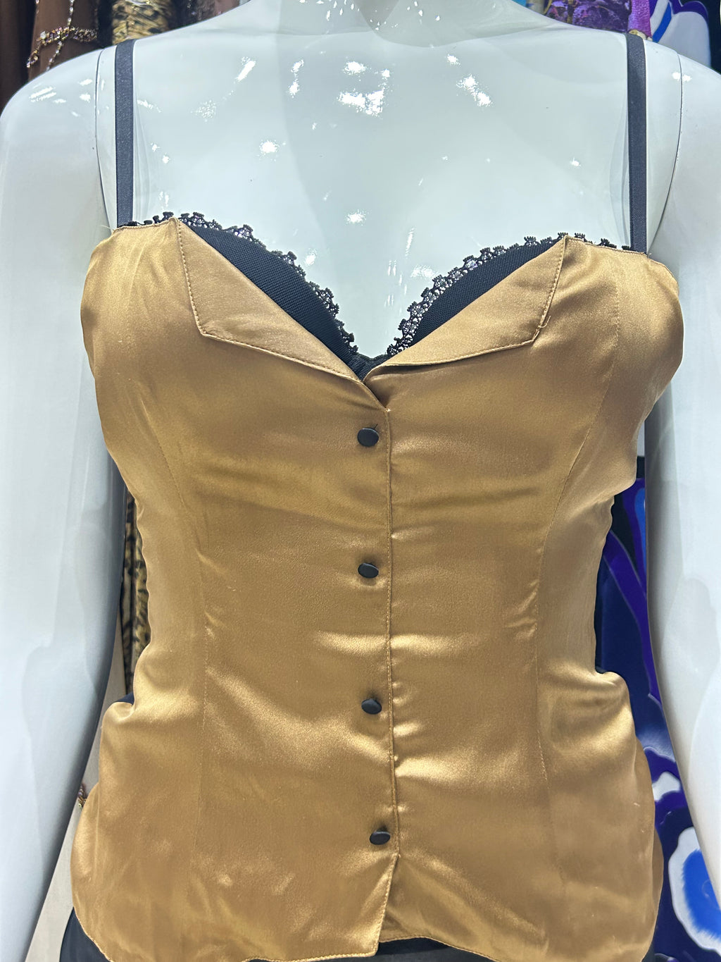 Bronze Satin Tuxedo Corset Top