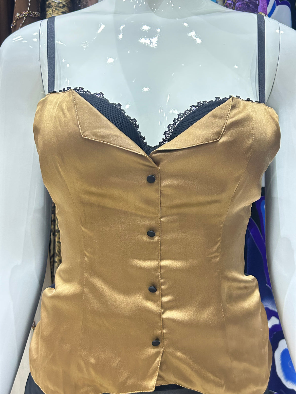 Bronze Satin Tuxedo Corset Top