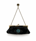 The Midnight Bohemian Vintage Bag – black beaded shoulder bag with bohemian design