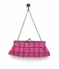 The Blushing Popstar Vintage Bag – pink sequin bag with geometric shimmer pattern