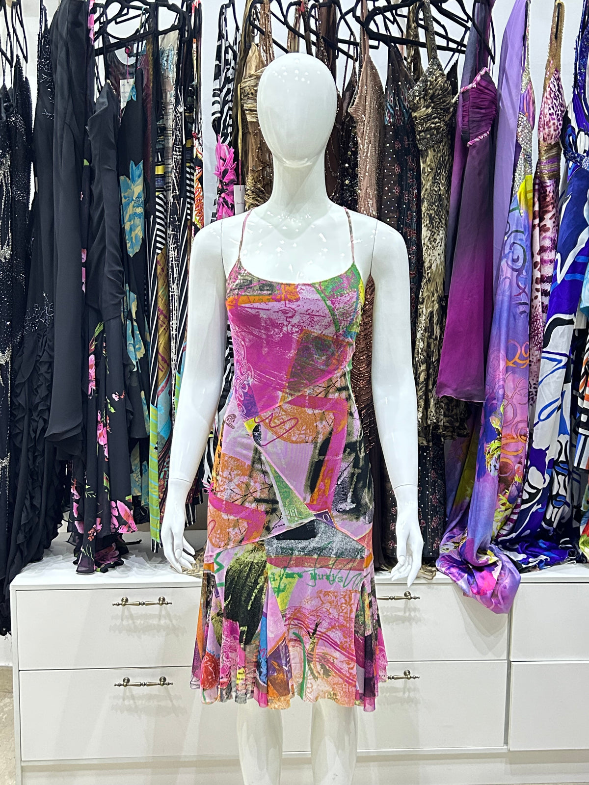 The Graffiti Bloom Vintage Dress Front side