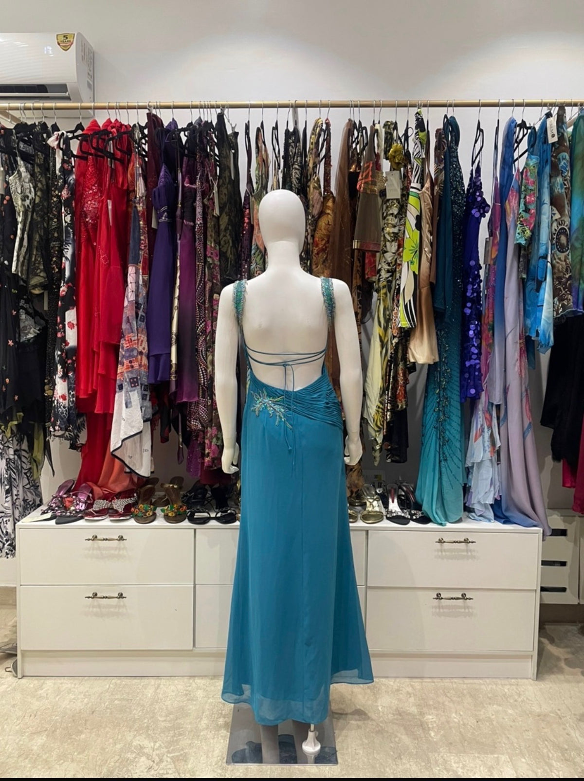 blue Vintage Dress back