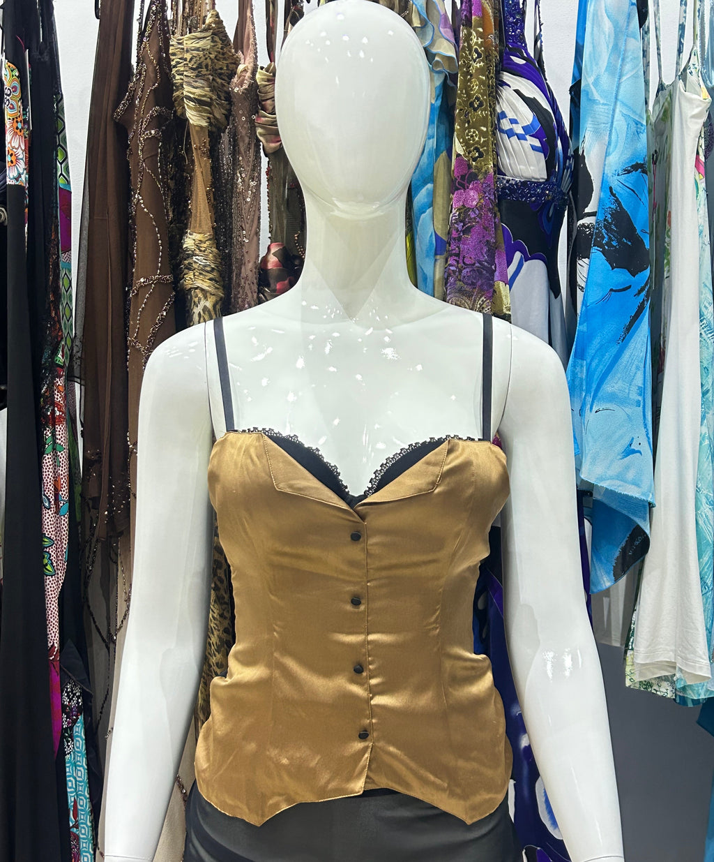 Bronze Satin Tuxedo Corset Top