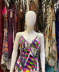 The Candy Garden Vintage Top – purple pink babydoll top with abstract patterns