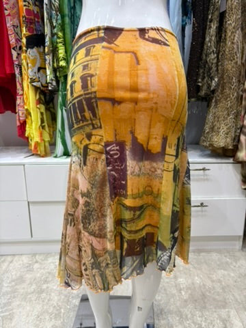 The Bronze Age Vintage Skirt – graphic print mesh skirt back side