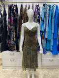 Leopard Print Beaded Chiffon Midi Dress