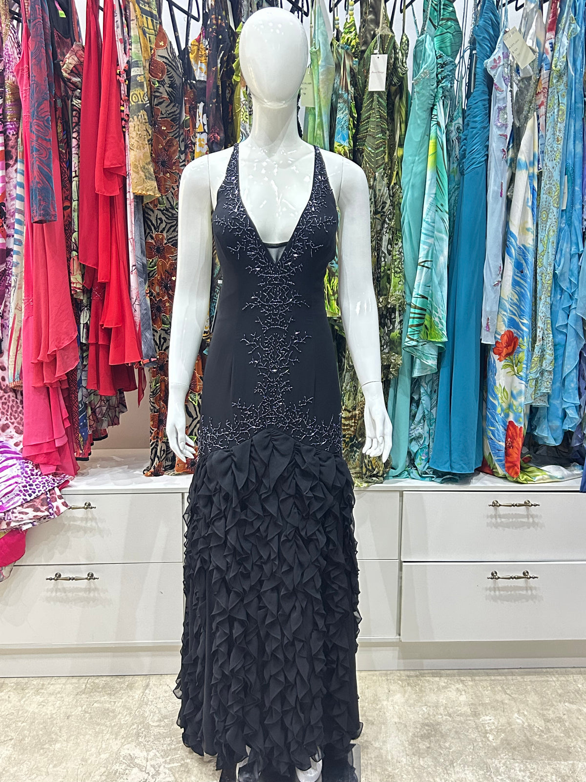 The Noir Couture Ruffle Dress