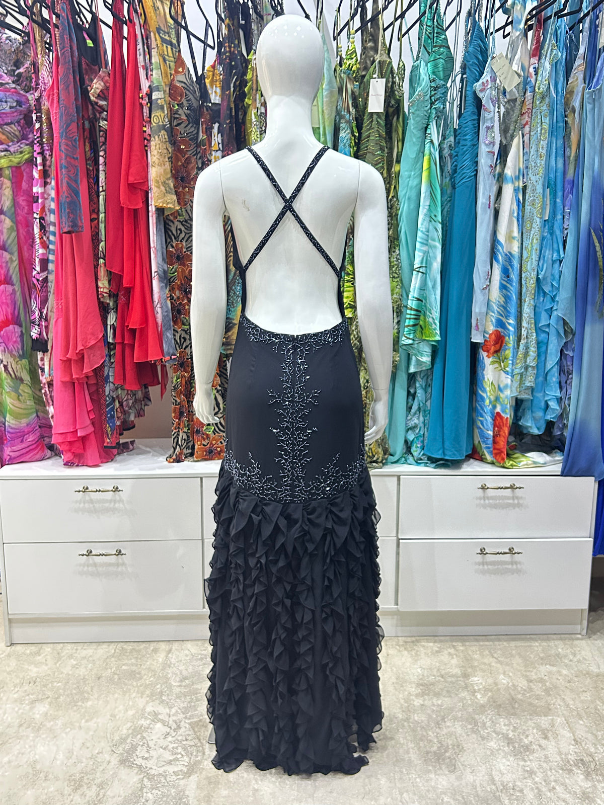 The Noir Couture Ruffle Dress