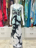 The Marble Muse Vintage Dress – black white marble print gown front