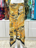 The Gold Print Vintage Skirt – gold abstract print midi skirt
