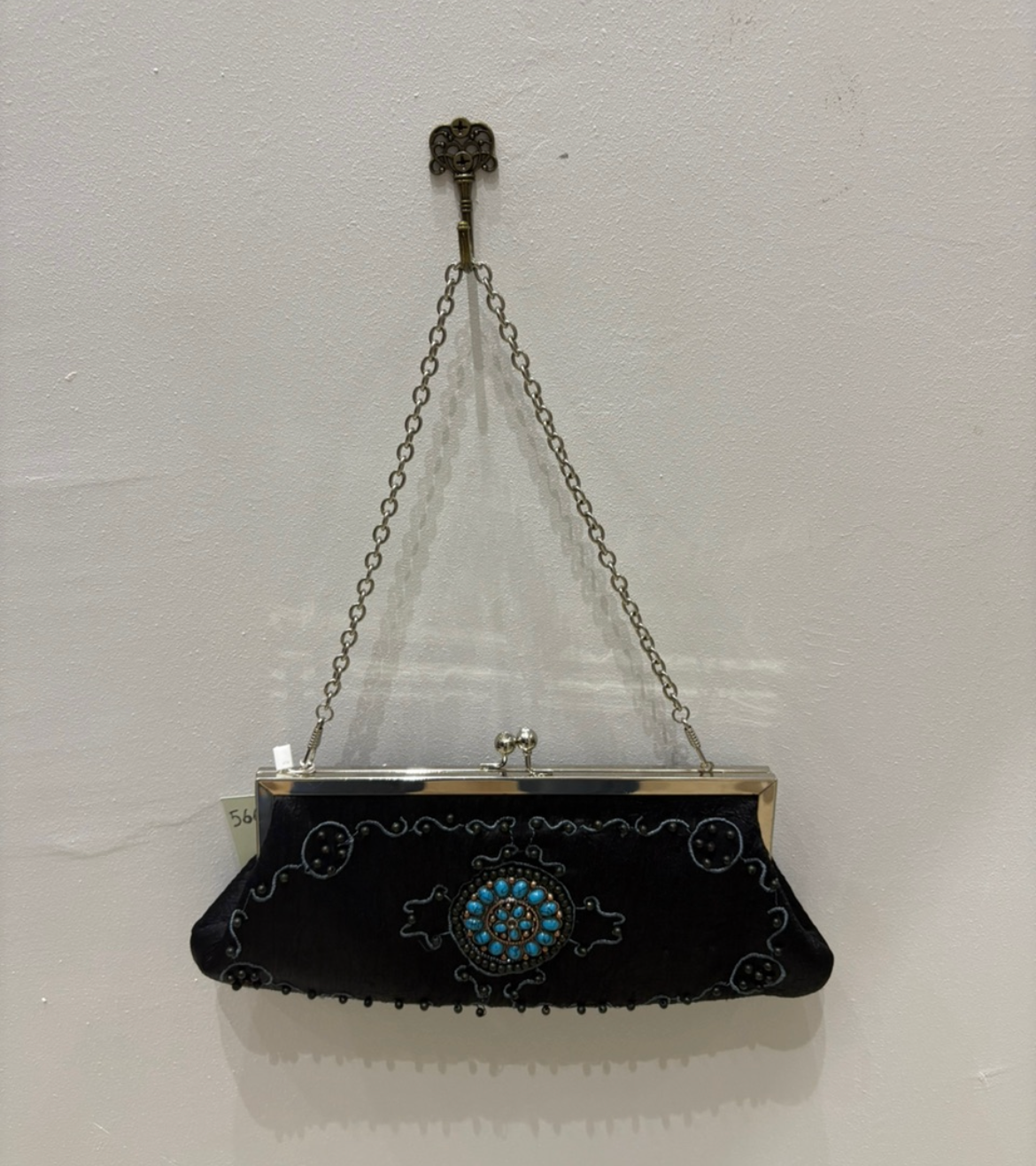 The Midnight Bohemian Vintage Bag – black beaded shoulder bag with bohemian design
