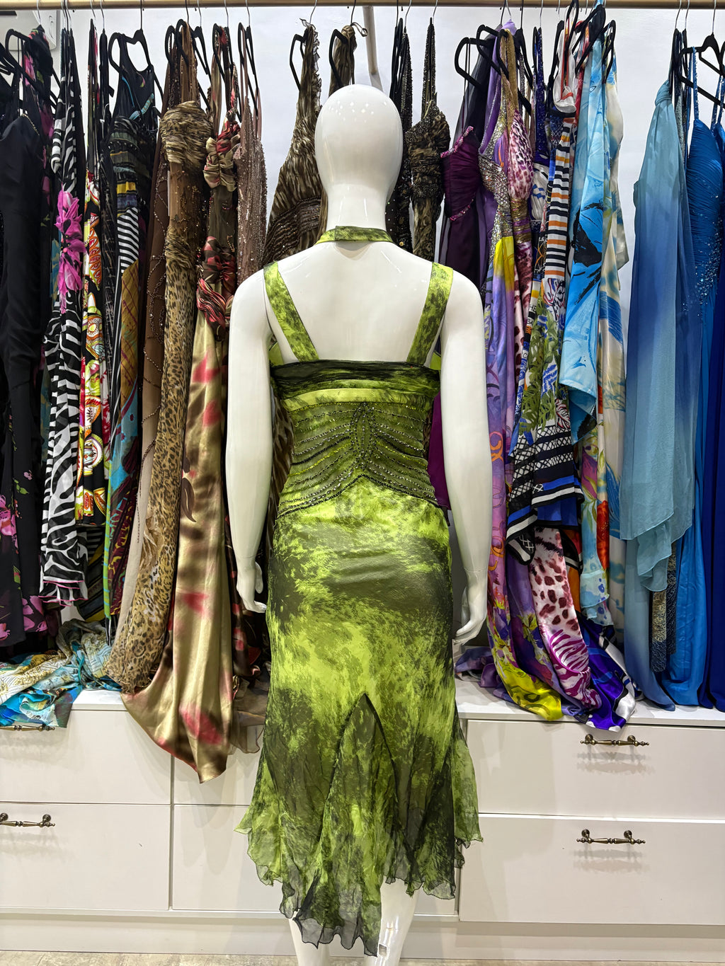Lime Garden Beaded Gown