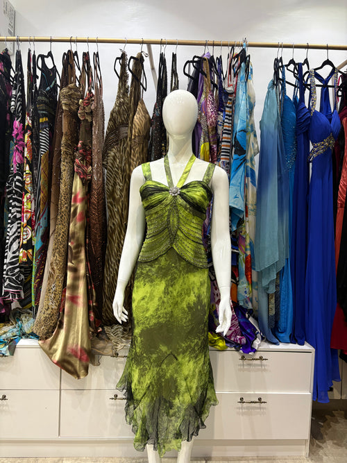 Lime Garden Beaded Gown