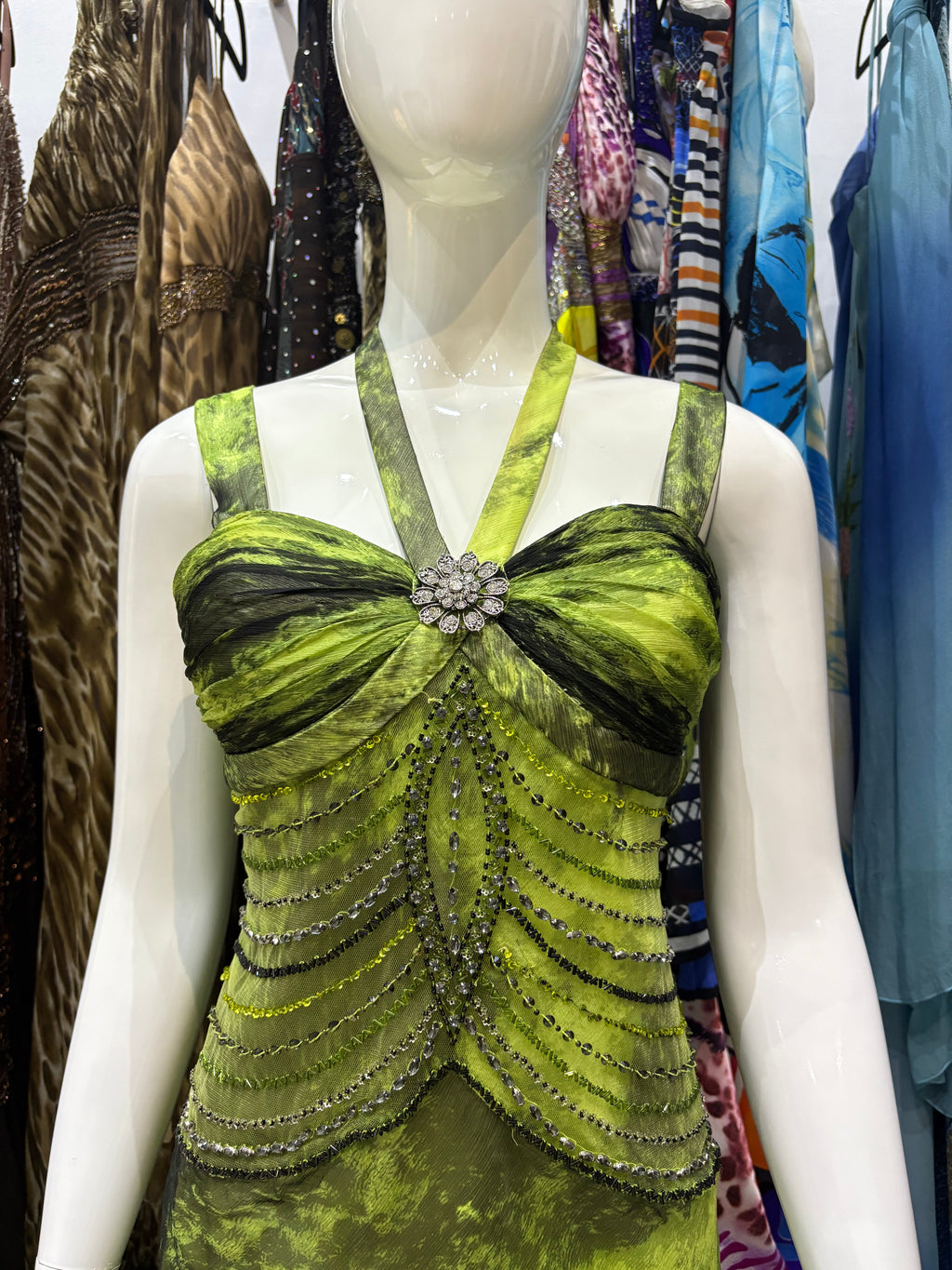 Lime Garden Beaded Gown