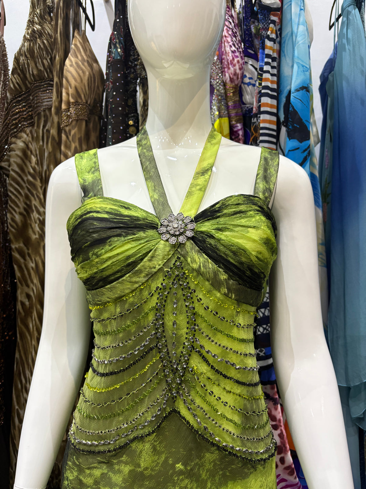 Lime Garden Beaded Gown