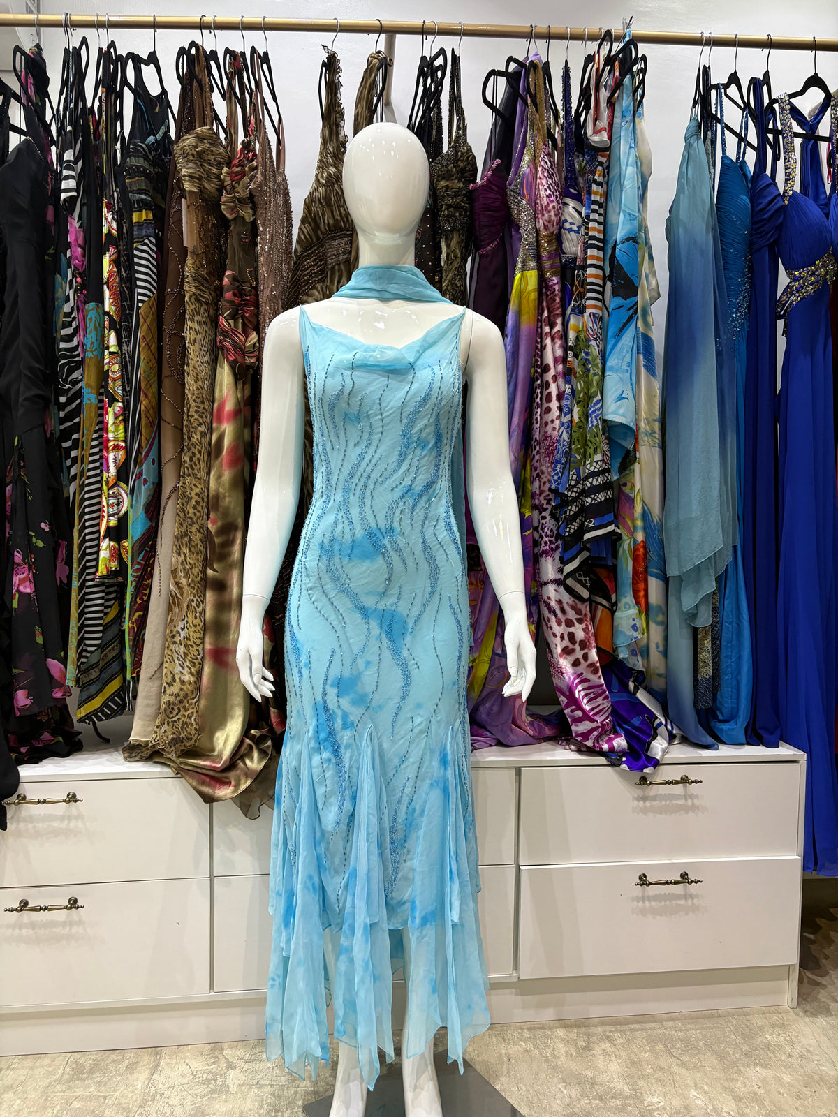 Aquamarine Beaded Gown