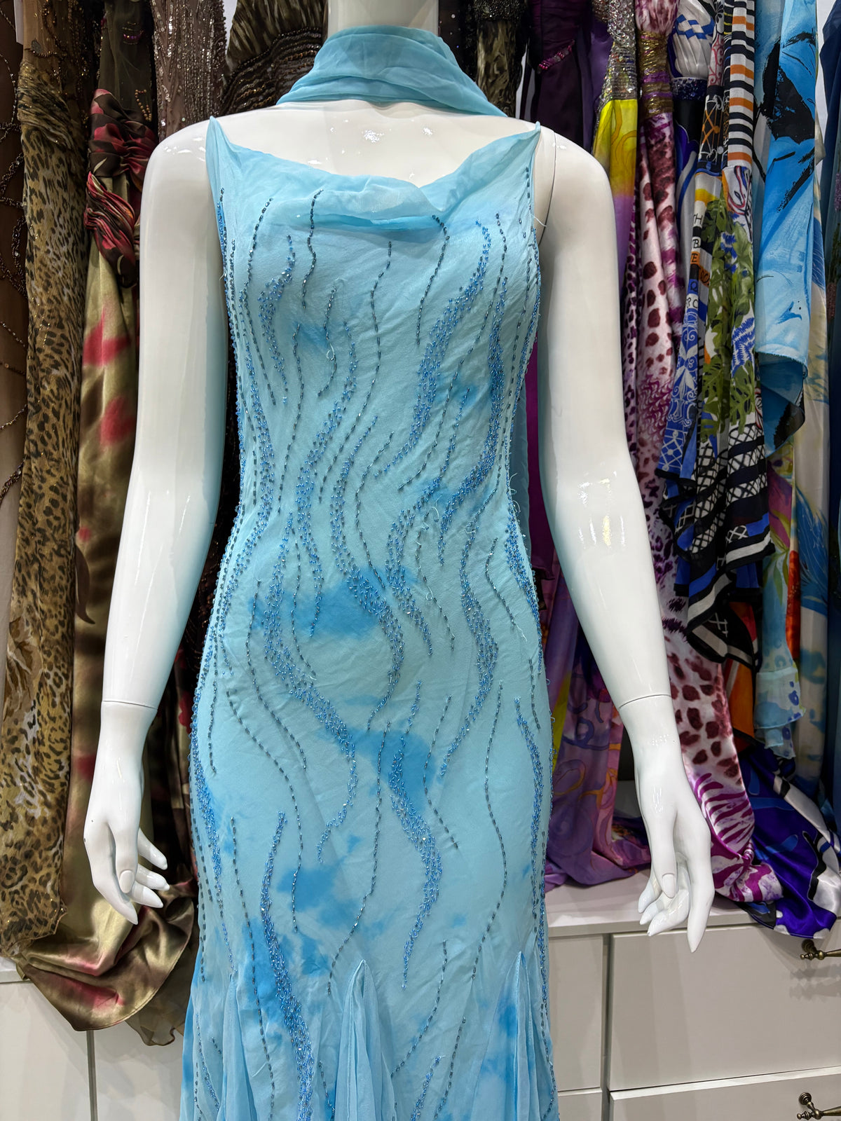 Aquamarine Beaded Gown