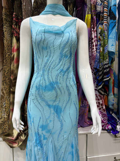Aquamarine Beaded Gown