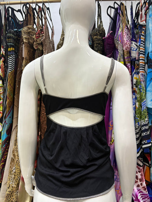 Noir Rosette Cut-Out Top
