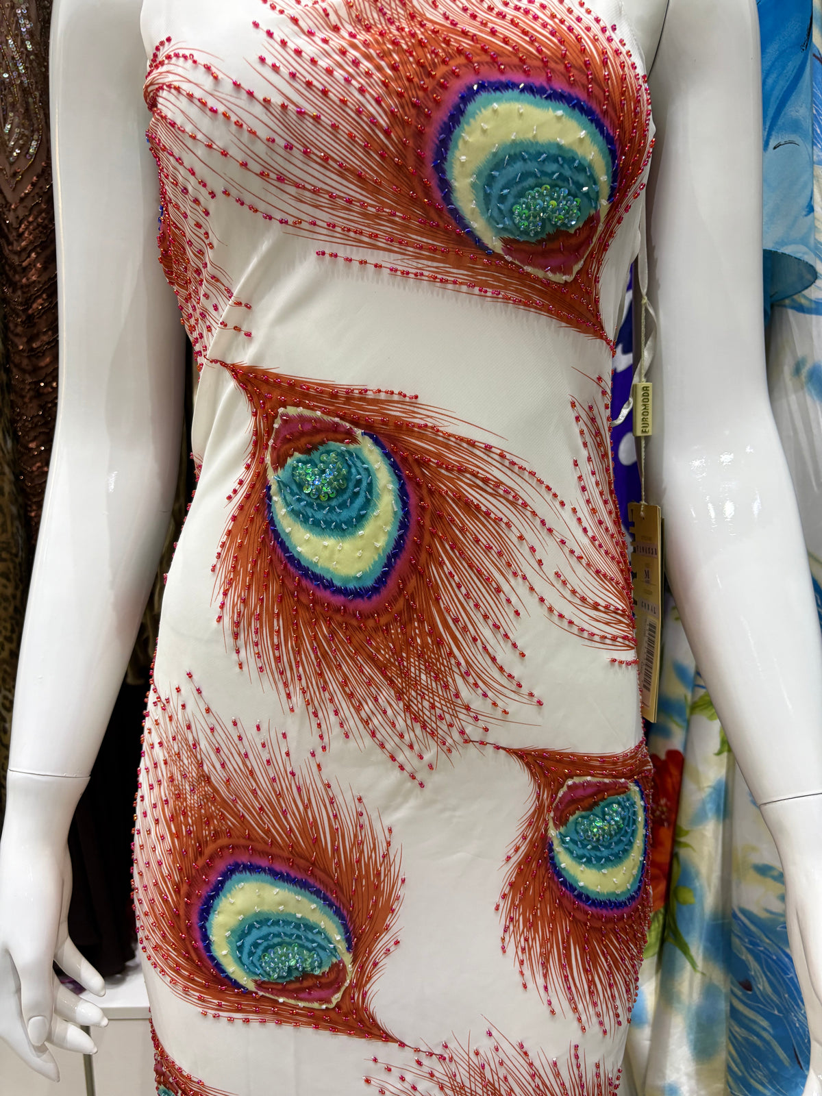 Peacock Feather Beaded Dress