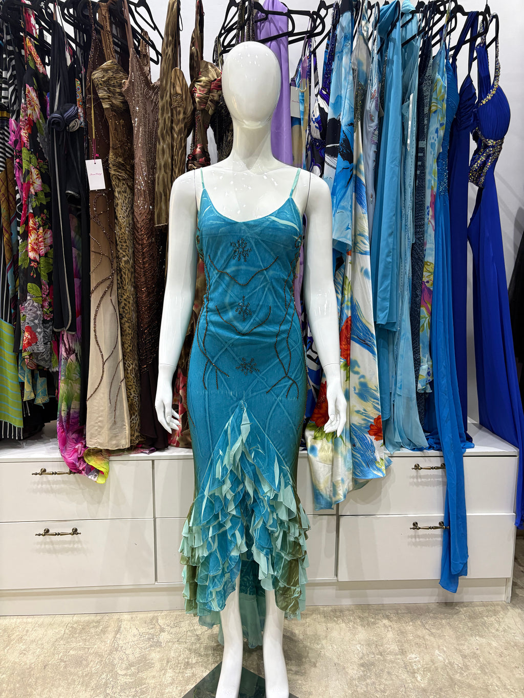 Aqua Cascade Dress