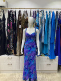 Cobalt & Lavender Paisley Embellished Maxi Dress